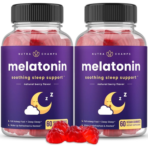 Melatonin Gummies for Kids & Adults | Natural Sleep Aid Drug-Free, Vegan Berry Flavor Kids Melatonin Gummy Supplement | 120 Sleep Gummies | 2.5mg, 5mg or 10mg Dose | Sleeping Pills Substitute (2-Pack)