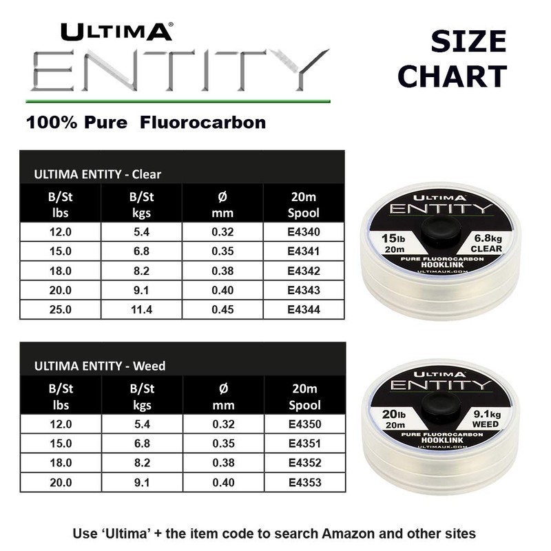 Ultima Entity Pure Fluorocarbon Carp Hook Link - Clear, 0.35