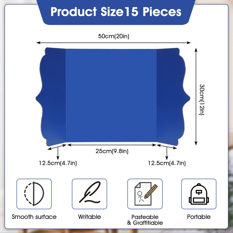 15 Pcs Trifold Presentation Board 12 x 20 Inch Trifold