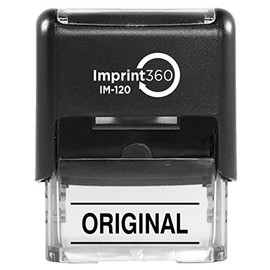 Supply360 AS-IMP1129K - Original w/Upper and Lower Bars, Black Ink, Heavy Duty Commerical Self-Inking Rubber Stamp, 9/16" x 1-1/2" Impression