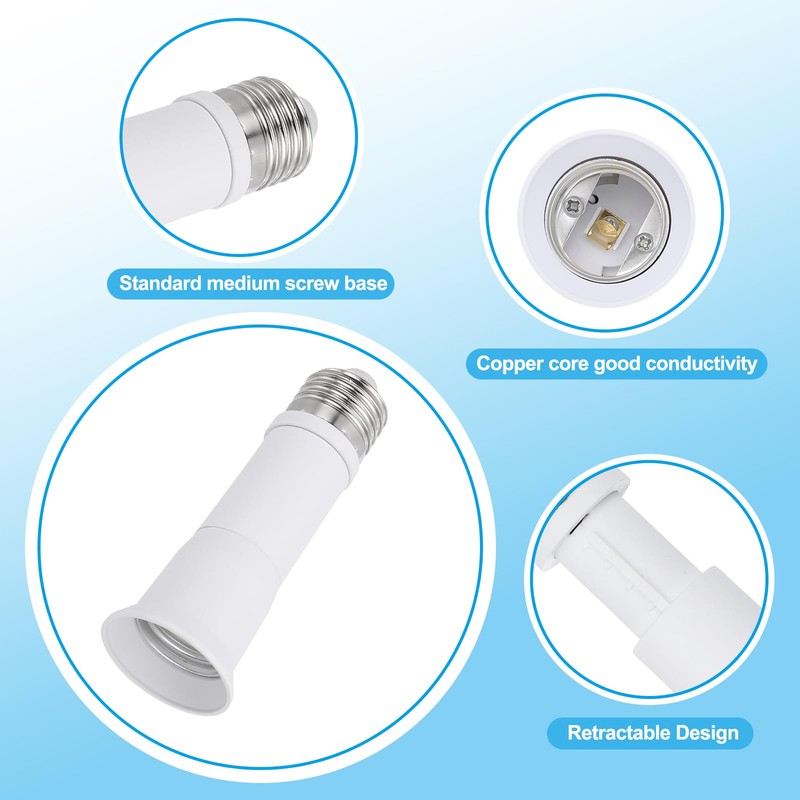 PATIKIL 4.3 Inch E26/E27 Light Socket Extender, 4 Pcs Flexible
