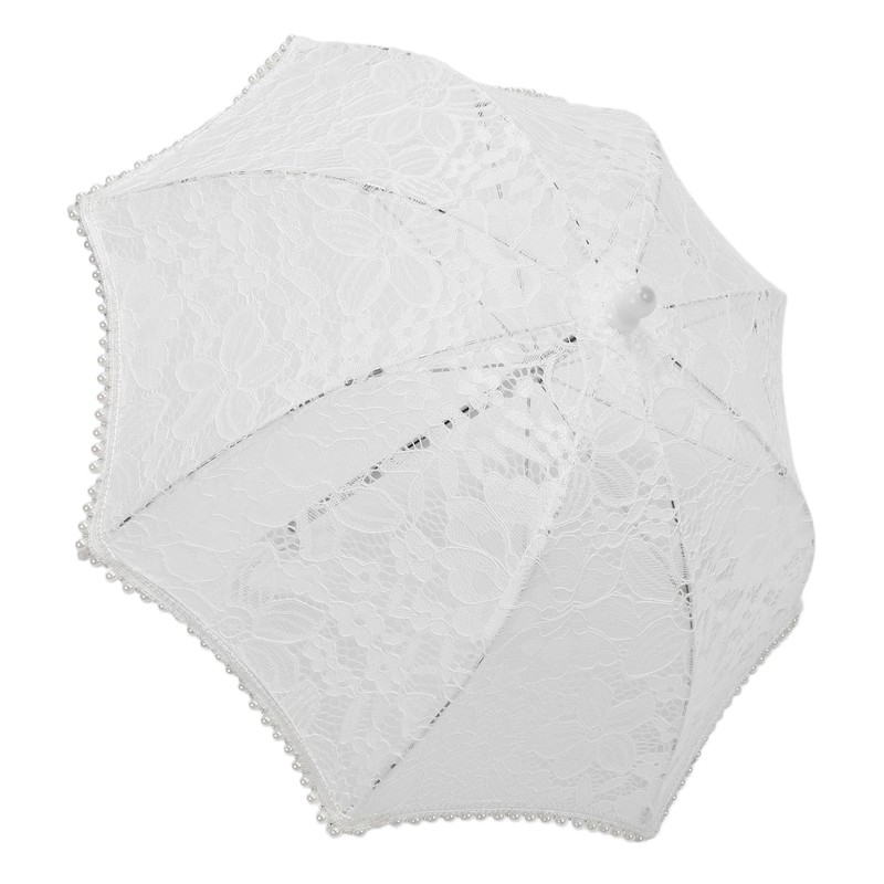 Lace Wedding Umbrella Romantic Embroidery Flower Bridal Umbrella Ergonomic Handle
