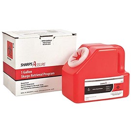Sharps Container, 1 gal, Red, Snap Lid