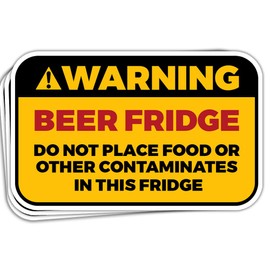 SUNHADO (3 Pcs) Warning Beer Fridge Sticker Do Not Place Food Or Other Contaminates Funny Beer Drinking Stickers Beer Fridge Only Sticker Beer Lovers Gifts Decorations Bottle Laptop Car Window 3"x4"