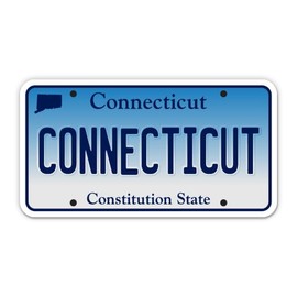 Squiddy Connecticut State License Plate Style - Vinyl Sticker Decal for Phone, Laptop, Water Bottle (3.5" Wide)
