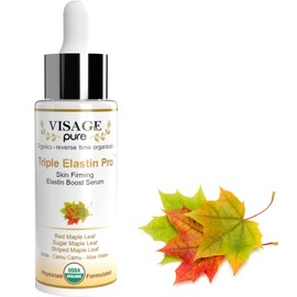 Visage Pure Triple Elastin Pro - Skin Firming Elastin Boost Face Serum - Contains "GCGs" That Increases the Skin's Elastin and Elasticity - USDA Organic - Physician Formulated - Research Supported