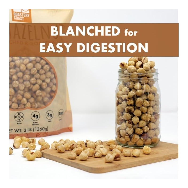 Roastery Coast Dry Roasted Hazelnuts | 3 LB | Unsalted