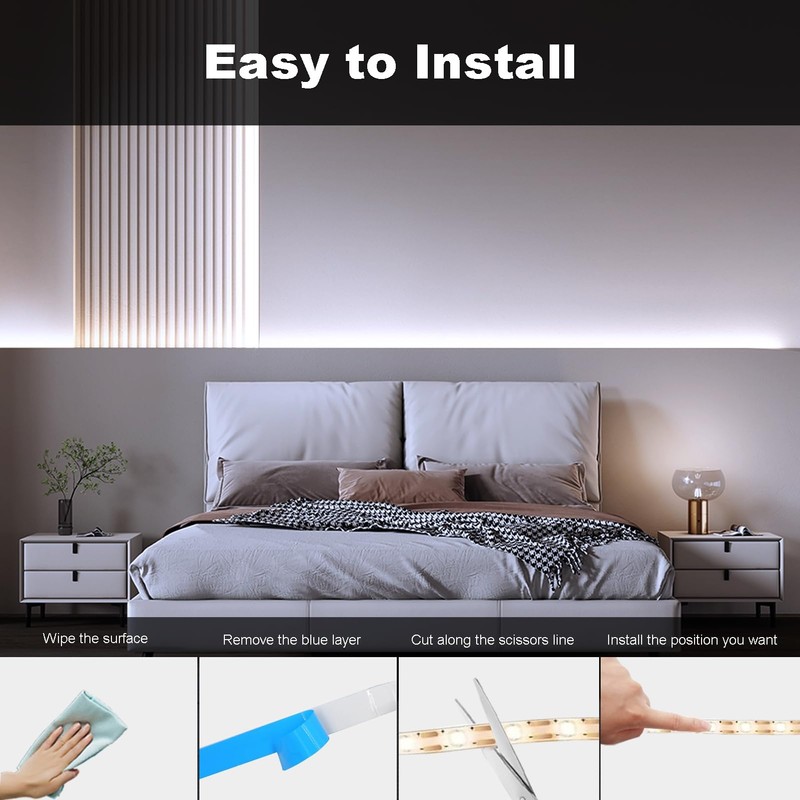 echosari 2 PCS 150 LED Strip Lights Battery Operated, 16.4Ft
