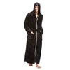 FashGudim Men's Hooded Plush Robe with Black Trim Full Length