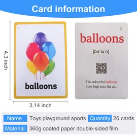 26PCS/Set Toys/Playground/Sports Kids Gifts English Flash Cards Pocket Card Educational Learning Baby Toys for Children Pre-Kindergarten