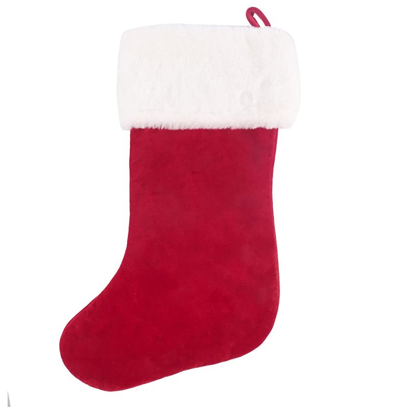 CHRLRewa 20 Inches Initial Monogram Embroidered Christmas Stocking Red Velvet