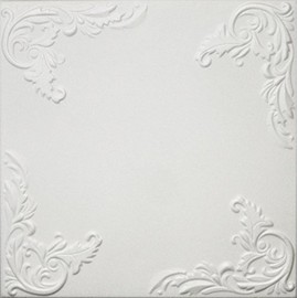 Euro-Deco Ceilings, Inc. Styrofoam Glue Up Ceiling Tiles White 20x20 R101W Pack of 8