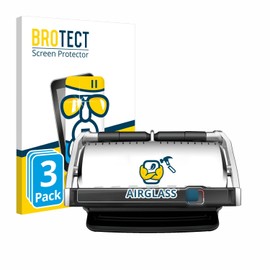 BROTECT Pack of 3 protective glass for Tefal OptiGrill Elite XL protective film tempered glass [extremely scratch-resistant 9H, anti-fingerprint, ultra-transparent]