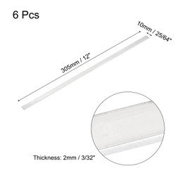 sourcing map 6 Pcs Square Aluminum Flat Bar, 3/32" (2mm) Thick x 25/64" (10mm) Width x 12" (305mm) Long 6061 Aluminum Flat Plate Solid New Mill Stock Silver for Industrial Building