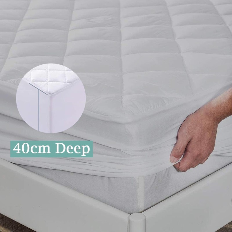 DTEX HOMES Quilted Waterproof Matress Portector Extra Deep 40cm Fitted
