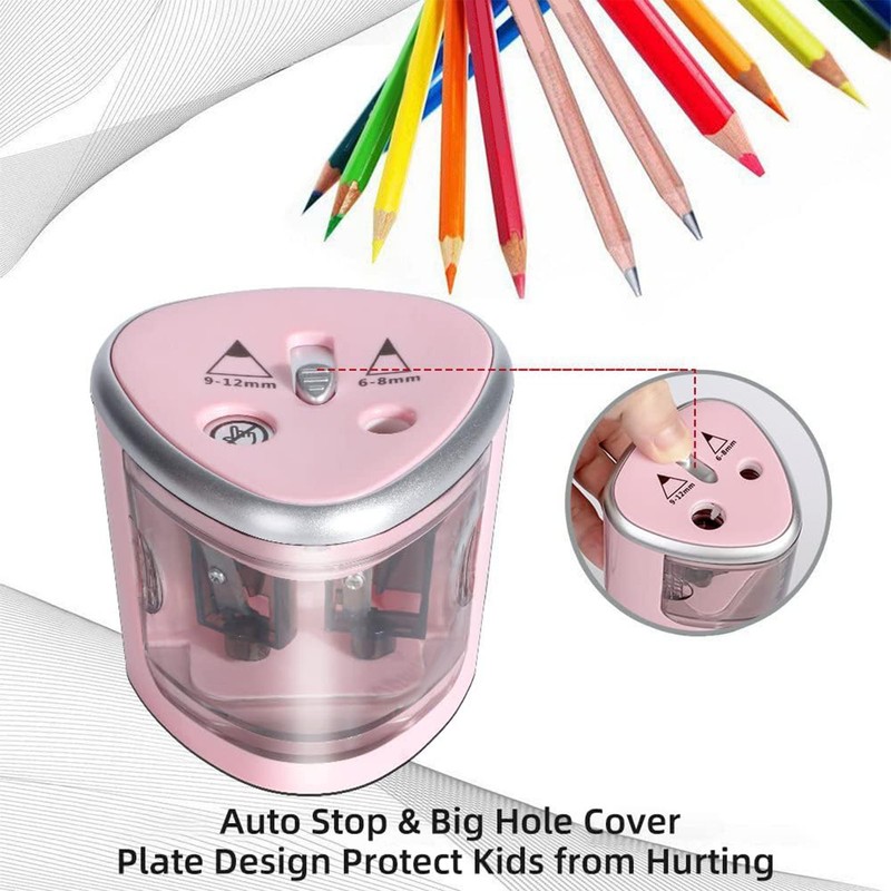 Electric Pencil Sharpener Double Holes Automatic Pencil Sharpener for Students