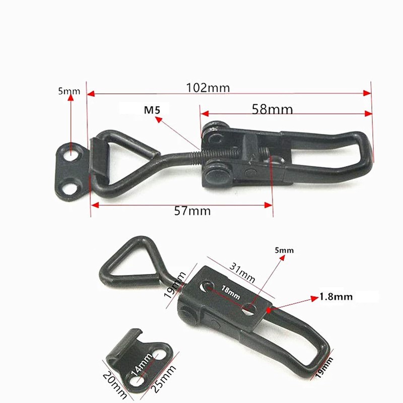 2PCS Adjustable Toggle Clamp, 102mm Iron Toggle Catch Latch for