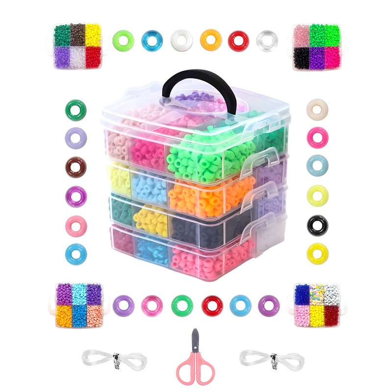 Pony Beads 5300pcs, Rainbow Kandi Beads Bulk for Bracelet Making,