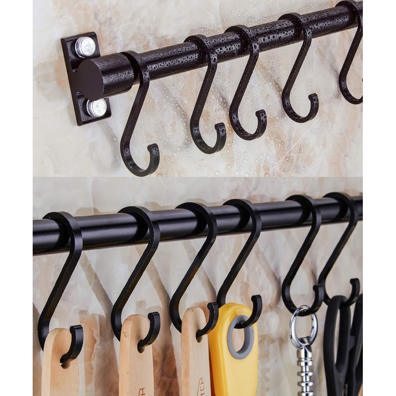 WONMILLE Gourmet Kitchen Utensil Rack with 6 Hooks, Wall Mounted