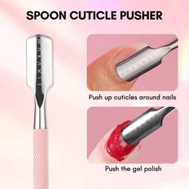 Makartt 1-Pack Pink Dual-End Cuticle Pusher, Stainless Steel
