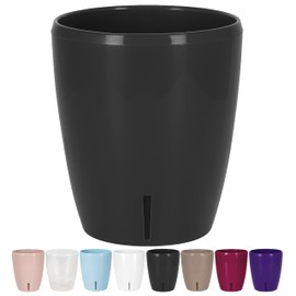 Santino Self-Watering Pot with Wick System and Water Level Indicator for Indoor Use, Orchid Pot Diameter 16.5 cm, Anthracite, 3.3 L