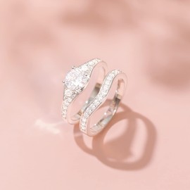 Mameloly 0.8ct Wedding Band for Women Round Bridal Ring Sets Cubic Zirconia Engagement Promise Rings for Her Size 4.5