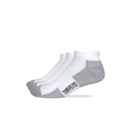 Top Flite Mens Moisture Wicking Seamless Toe Heel Tab Sport Socks 3 Pair Pack (as1, alpha, l, regular, regular, White, Large)