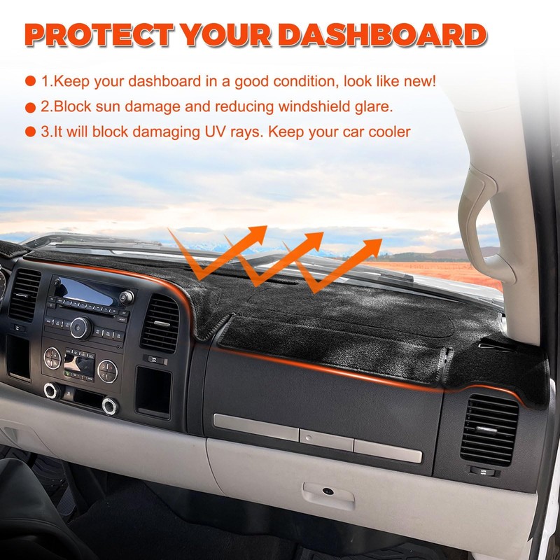 Dash Cover Compatible with Chevy Silverado 1500 2500 3500 HD