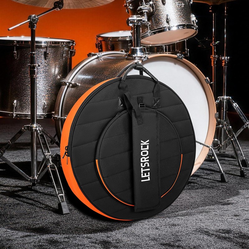 LETSROCK Cymbal Bag with Drumstick Bag,Cymbal Backpack Holds 6 Drum
