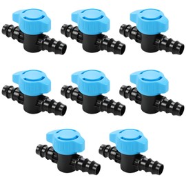 Copadri 8 Pack Drip Irrigation 1/2 Inch Barbed Shut Off Valve, Drip Line 1/2" In-Line Ball Valve Parts for 1/2 Inch 16mm Drip Irrigation Tubing for Drip Sprinkler Systems