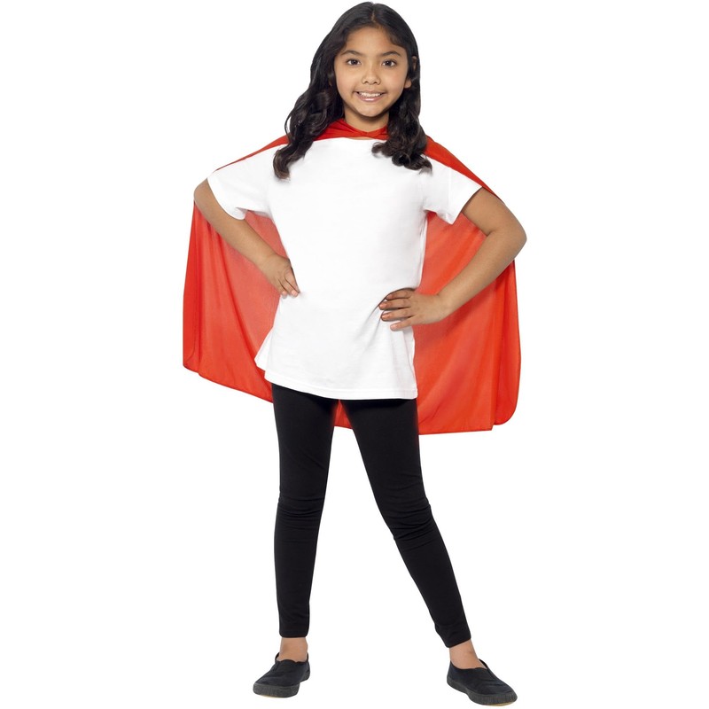 Smiffys Cape, Red Mid Length, Boys Fancy Dress, Child Dress