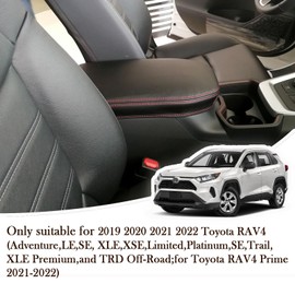 ciizssria - Fundas de consola central para Toyota RAV4, accesorios 2024, 2019, 2020, 2021, 2022, 2023, piel sintética, cubierta de tapa de consola media (línea roja)