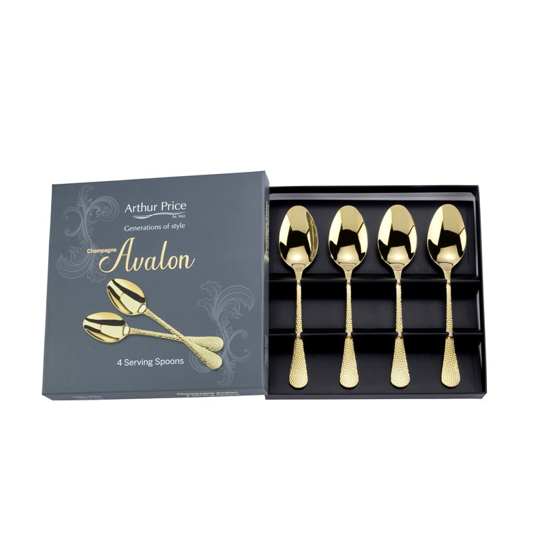 Arthur Price CAVA0011 4 Serving Spoons, Stainless Steel