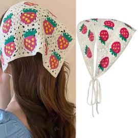 HAPVITAL Triangle Scarf, Weaving, Hair Band Lace, Women's, Stylish, Lace Scarf, Hair Bandana Snap Scarf, Hair Accessory, Fashion (Love Bite)