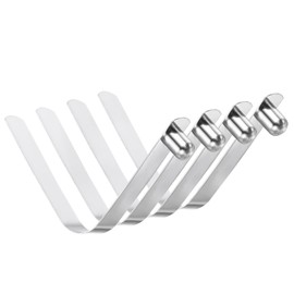 PATIKIL 10 x 8mm Kayak Paddle Snaps, 4 Pack Tent Pole Clips Steel V Shaped Single Pin Push Button Spring Clips Lock Tube Pole Clips for Camping Awning, Silver Tone, 50mm Long