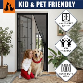 Magnetic Fly Screen Door, 90 x 200 cm, 32 Strong Magnets, Fly Screen Balcony Door, No Drilling, High-Quality Nano Materials, Suitable for Patio Doors, Cellar Doors, Households with Pets