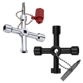 2 PCS Multifunction Utility Key for Gas Meter Box, 7 in 1 Panel Key, Electric Box Keys, Gas Meter Box Keys, Multifunction Alloy Tool for Bin Cupboard Hatch Cabinet Commercial Door Alloy