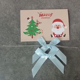 BeiLeiNiceHK 50 Pack Blue Twist Tie Bow, Pre Tied Bows,Christmas Satin Twist Tie Bows for Treat Bags,Packaging Bows for Candies and Apples, Pretied Ribbon Bows for DIY Decorations,Treat Bows