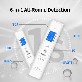 RYAKKA 6-in-1 Trinkwasser Tester mit Intelligente Wertung | TOC, COD, TDS, UV275, EC und Temperatur | Erkennt Bakterien und Pestizidrückstände | Perfekt für Familien oder Camping