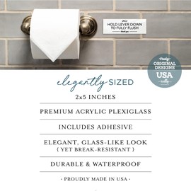 Reilly Originals 2x5 Inch Hold Lever Down To Fully Flush Designer Sign ~ Ready to Stick ~ Premium, Durable Acrylic Plexiglass