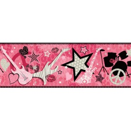 Chesapeake BBC94003B Blondie Rock Star Toss Wallpaper Border, Pink