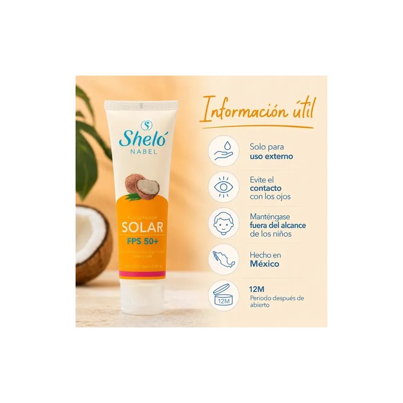 Protector Solar Sheló FPS 50 Sunscreen Block SPF 50 Natural