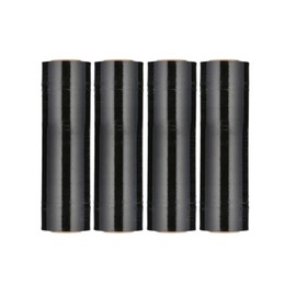 PSBM Black Stretch Wrap, 4 Pack, 18 Inch x 1500 Feet, 63 Gauge, Dark/Opaque Hand Stretch Film Rolls for Packaging Moving Packing Pallets