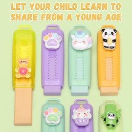 OPPZZIT Party Bag Fillers for Girls and Boys, 16 Pcs Retractable Eraser Party Favours for Kids Unisex, Cute Party Bag Ideas