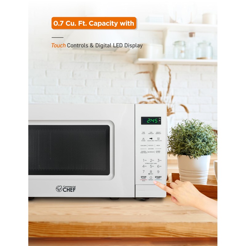 COMMERCIAL CHEF 0.7 Cu Ft Microwave with 10 Power Levels,