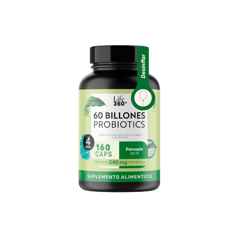 LIFE 360 Probióticos 60 Billones 4 Cepas 160 cápsulas 540mg