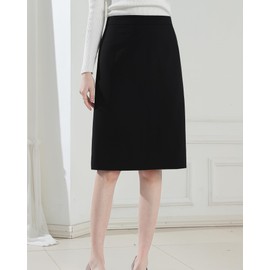 Yino Women's Tight Skirt, High Waist, Knee-Length, Elastic Waist, Stretch, Slit, Slimming, Feminine, Cute, Multi-Wear Power, Washable, Commuting, Office, Office OL, Setup, Black, 2XL