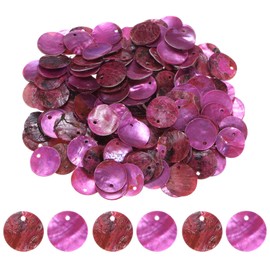 M METERXITY 150-Pack Flat Round Shell Coin Drop Charm Beads,15 mm Flat Shell Beads with Hole for DIY Earrings Necklaces Jewelry/Making Accessories [Rose Red]