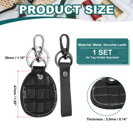PATIKIL Leather Key Fob, Genuine Leather Keys Cover RFID Key Fob Protector Air Tag Holder Keychain Case with Key Ring & Screwdriver & Lanyard Clip & Lanyard Clip Black