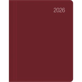 Taschenkalender bordeaux 2026 - Büro-Kalender 8,3x10,7- 1W/2S - flexibler Kunststoffeinband - 660-1011